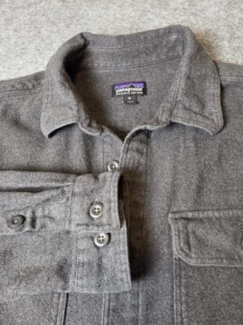 Patagonia Flannel Shirt Medium Men's Gray Cotton Fjord Pocket Button Up